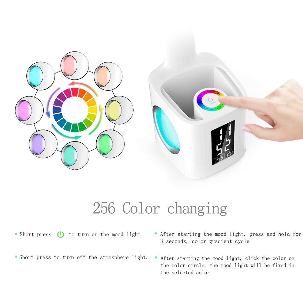 LED Desk Lamp USB Charging Port Screen Calendar Colors Dimmable Table Lamp
