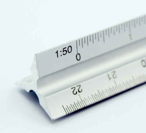 Metal Triangle Ruler 30cm 3 Edge for Silver Architect Technical Stainless Steel 30 Centimeter Length Measuring Tool