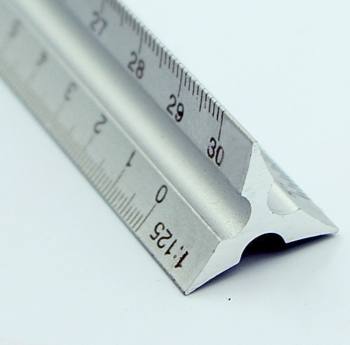 Metal Triangle Ruler 30cm 3 Edge for Silver Architect Technical Stainless Steel 30 Centimeter Length Measuring Tool